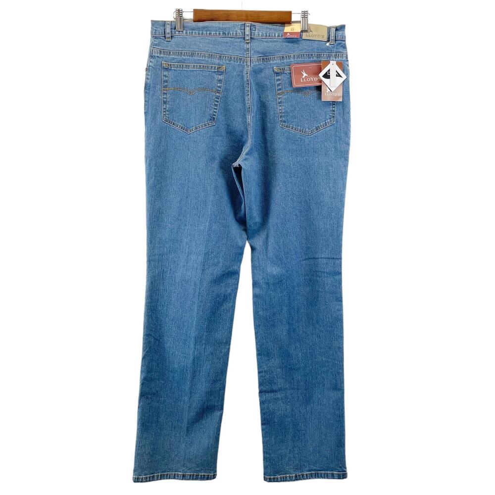 NEW Lloyd's Womens US18 EU48 High‎ Rise Straight Leg Jeans Medium Wash Denim